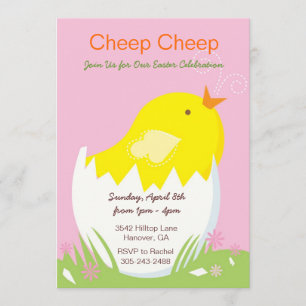 Cheep Cheep Yellow Chick Easter Party Invitation