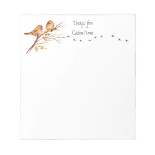 "Cheeps from Custom Name" Sparrow, Bird Tracks Notepad