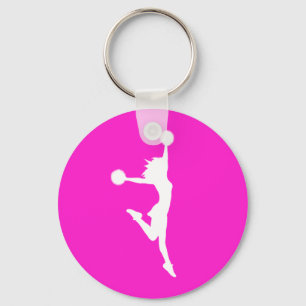 Cheer 2 Silhouette Keychain Pink