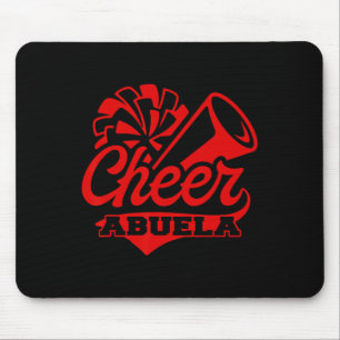 Cheer Abuela Biggest Fan Black And Red Pom Pom Mouse Pad