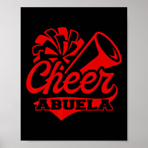 Cheer Abuela Biggest Fan Black And Red Pom Pom  Poster