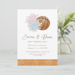 Cheer and Basketball Joint Twins or Siblings Invitation