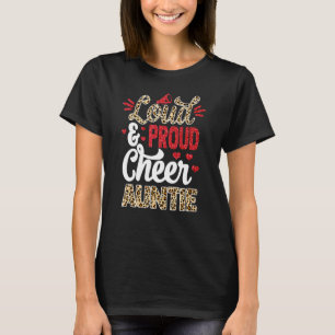 Cheer Auntie Biggest Fan Leopard Print And Pom Pom T-Shirt