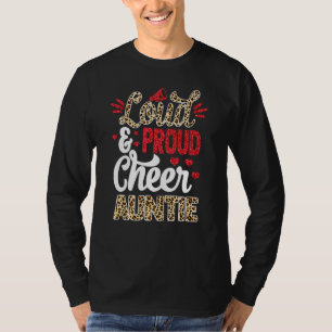 Cheer Auntie Biggest Fan Leopard Print And Pom Pom T-Shirt