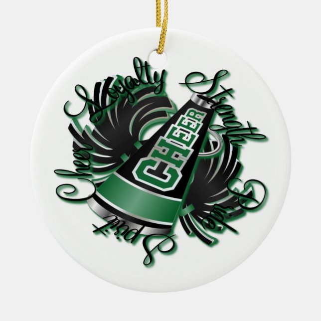 Cheer Black and Green Customisable Ornament (Front)