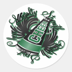 Cheer Black and Green Qualities Classic Round Sticker