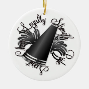 Cheer Black and Silver Qualities Customisable Ceramic Tree Decoration