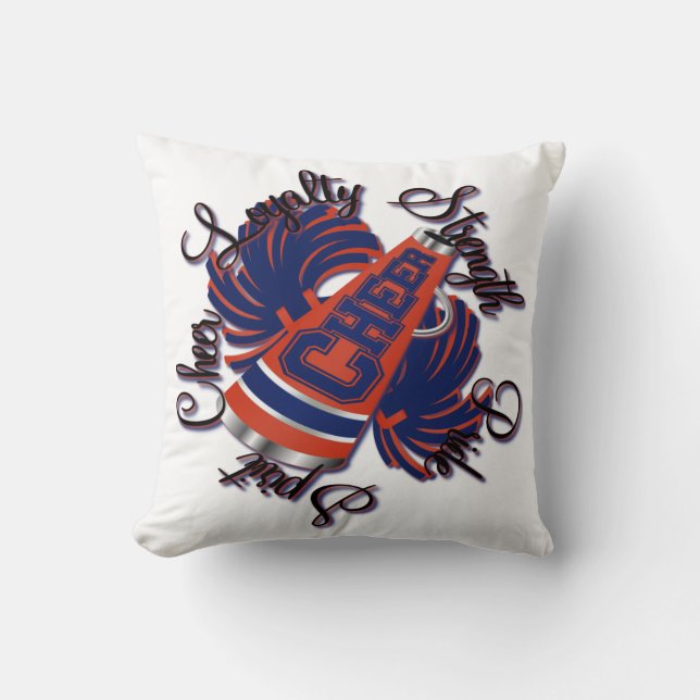Cheer Blue and Orange Qualitie Customisable Pillow (Front)