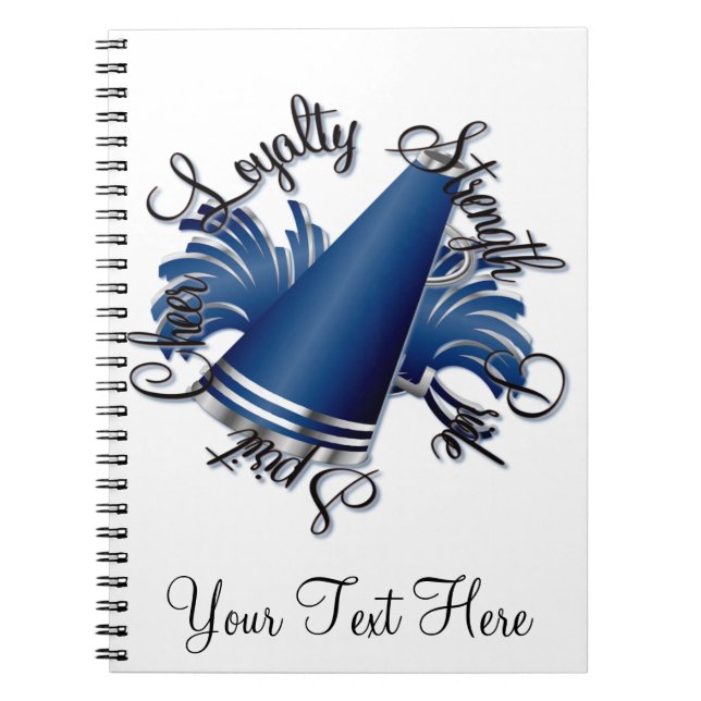 Cheer Blue and Silver Qualities Spiral Notebook (Front)