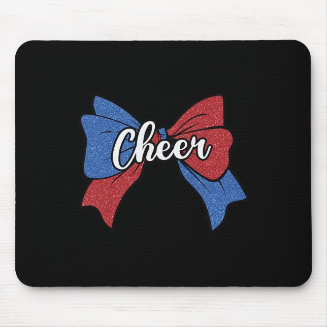 Cheer Bow Blue Red Funny Sport Cheerleader Cheerle Mouse Pad (Front)