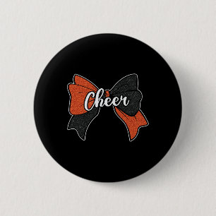 Cheer Bow Orange Black Funny Sport Cheerleader Che 6 Cm Round Badge