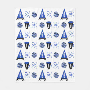 Cheer Camp Blue and Black Cheerleadering Pompom   Fleece Blanket