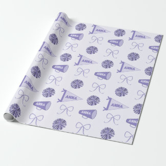 Cheer Camp Purple Cheerleadering Pompom Birthday Wrapping Paper