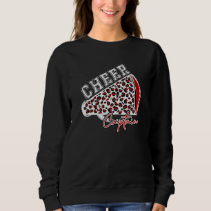 Cheer CAPTAIN Leopard Cheetah Megaphone Maroon Tre Sweatshirt