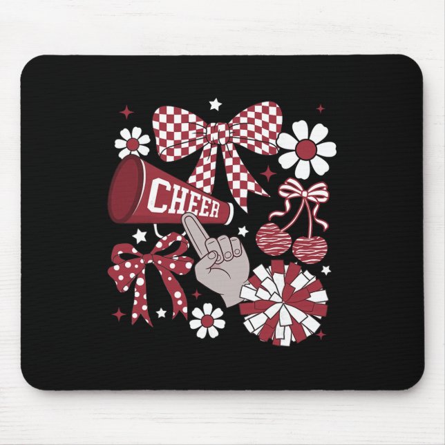 Cheer Checkered Coquette Bow Cheerleading Footll G Mouse Pad (Front)