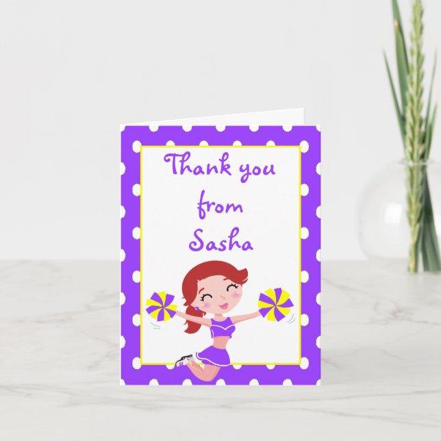 Cheer Cheerleader Birthday Thank You Note Card (Front)