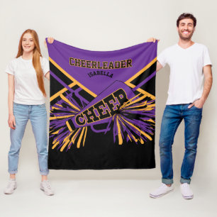 Cheer Cheerleader - Purple, Gold & Black Fleece Blanket