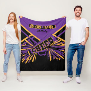 Cheer Cheerleader - Purple, Gold & Black Fleece Blanket