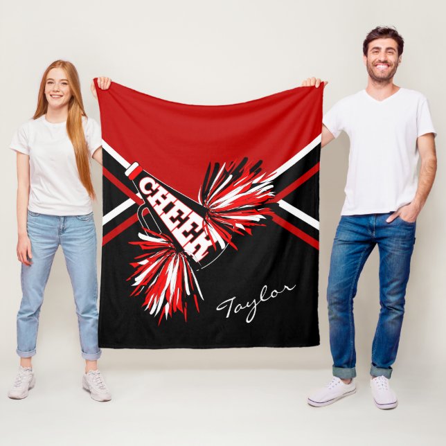 Cheer Cheerleader 📣 - Red, Black, White  Fleece Blanket (In Situ)