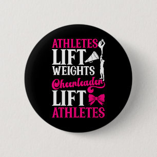 Cheer Cheerleading Athletes Lift Weights Cheerlead 6 Cm Round Badge