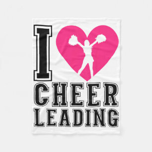 Cheer Cheerleading Heart I Love Cheerleading  Fleece Blanket