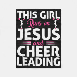 Cheer Cheerleading Jesus Faith Christian This Girl Fleece Blanket