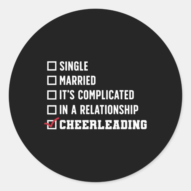 Cheer Cheerleading Single Married It's Complicated Classic Round Sticker (Front)