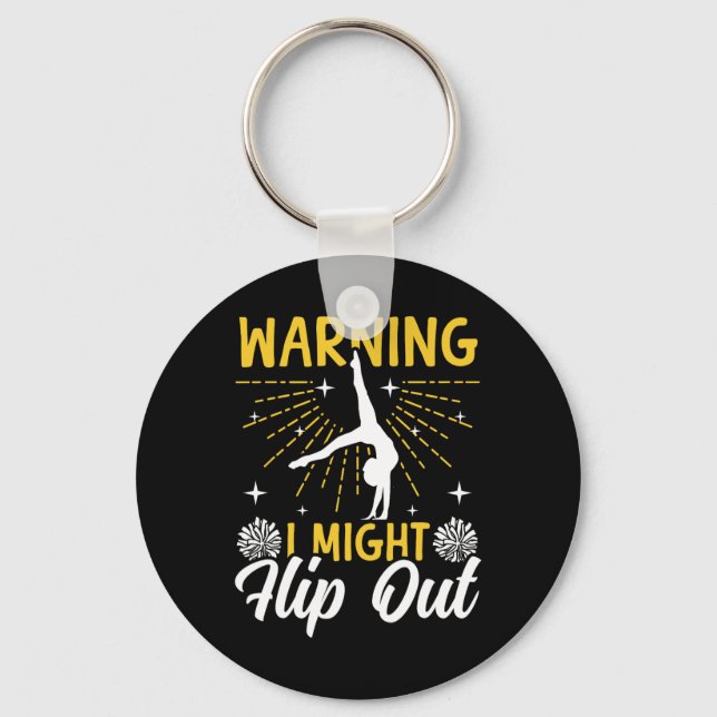 Cheer Cheerleading Warning I Might Flip Out  Key Ring (Front)