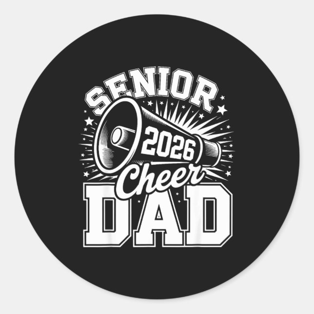 Cheer Class Senior 2026 Proud 2026 Dad Cheerleader Classic Round Sticker (Front)