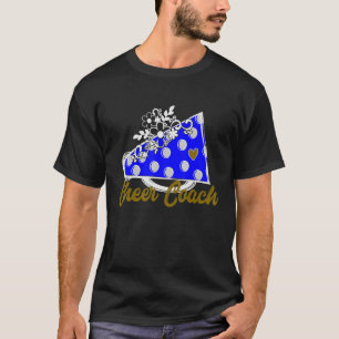 Cheer Coach  Blue Megaphone with Heart Flower Acce T-Shirt