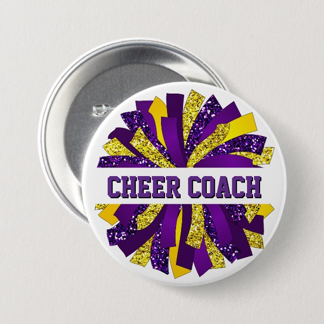 Cheer Coach Button Pin (Front & Back)