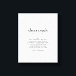 Cheer Coach Definition Thank You Gift Canvas Print<br><div class="desc">This definition of a cheer coach proudly displayed is both a meaningful and practical gift.</div>