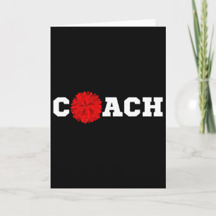 Cheer Coach Gift Cheerleading Cheerleader Red Pom Card