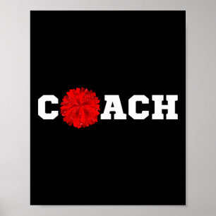 Cheer Coach Gift Cheerleading Cheerleader Red Pom Poster