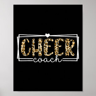 Cheer Coach Leopard Cheerleader Girl Cheerleading Poster