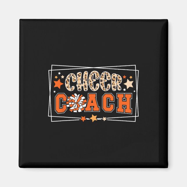 Cheer Coach Leopard Cheerleading Coach Cheerleader Magnet (Front)