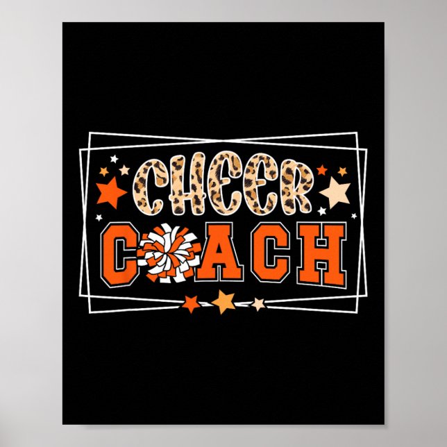 Cheer Coach Leopard Cheerleading Coach Cheerleader Poster (Front)