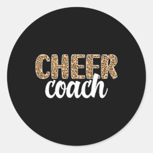 Cheer Coach Leopard Cheerleading Coach Classic Round Sticker