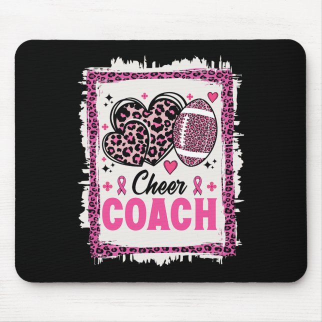 Cheer Coach Leopard Cheerleading Footll Breast Can Mouse Pad (Front)