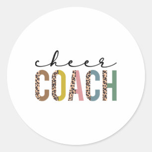 Cheer Coach Leopard Cheerleading Props Cute Cheer  Classic Round Sticker