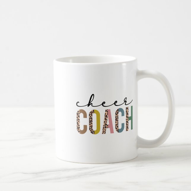 Cheer Coach Leopard Cheerleading Props Cute Cheer  Coffee Mug (Right)