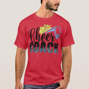 Cheer Coach Leopard Cheerleading Props Cute Cheer  T-Shirt
