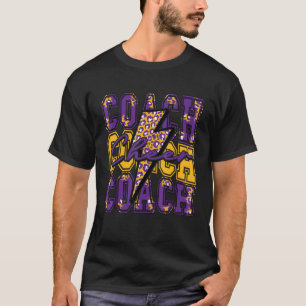 Cheer Coach Lightning Bolt Cheer Leopard Purple Go T-Shirt