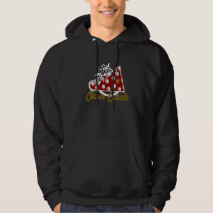 Cheer Coach  Maroon Megaphone with Heart Flower Ac Hoodie