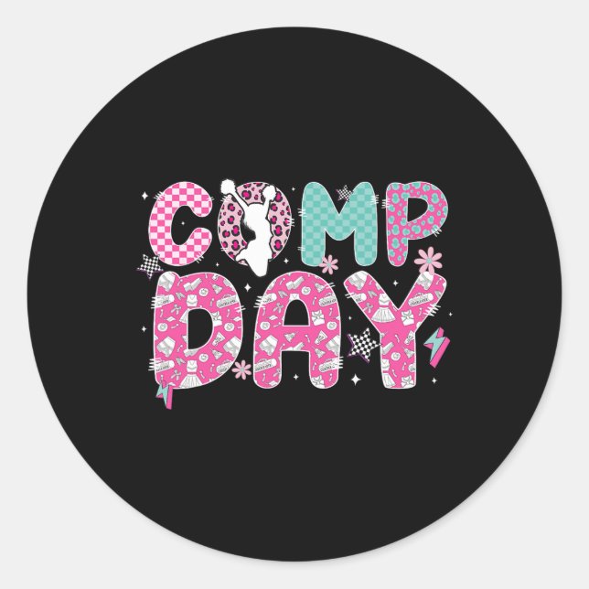 Cheer Comp Day Cheerleading Competition Day  Classic Round Sticker (Front)
