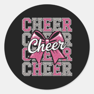 Cheer Coquette Bow Cheerleader Cheerleading Cheer  Classic Round Sticker