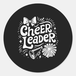 Cheer Coquette Bow Cheerleading Lover Cheerleader  Classic Round Sticker