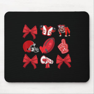 Cheer Coquette Bow Football Mum Game Day Christmas Mouse Pad