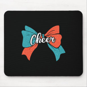Cheer Coquette Bow Teal Blue Orange Cheerleader Ch Mouse Pad