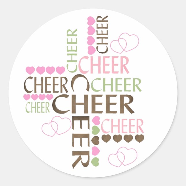 cheer cross classic round sticker (Front)
